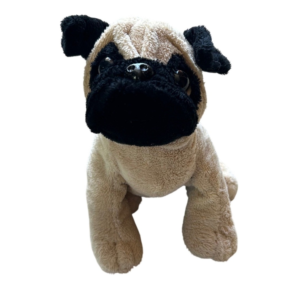 Ganz Webkinz Pug Dog Plush Stuffed Animal Tan Black Realistic Soft Toy 9.5 Inch